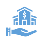 Mask group-1 Hand supporting house with dollar symbol.